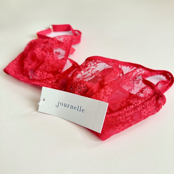 NWT - Journelle Romy set red demi bra 32B thong panty size S brand new with tags - Picture 2 of 10